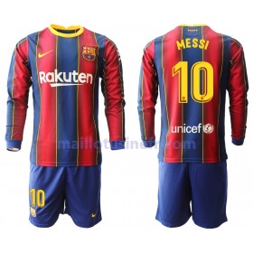 Maillot de Foot FC Barcelone Lionel Messi 10 Domicile 2020-21 Manches Longues - Enfant